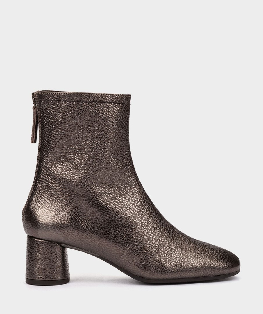 Shoe Pedro Miralles Ankle Boots | Metallic Leather Ankle Boots In Bronze Color Nucleo Metal Bronzo