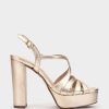 Shoe Pedro Miralles Heeled Sandals | Leather Platform Heeled Sandals Napa Metal Platino