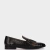 Shoe Pedro Miralles Loafers | Leather Loafers With Animal Print In Black Coco Negro