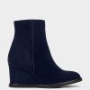 Shoe Pedro Miralles Wedges | Suede Wedged Ankle Boots. Velour Navy