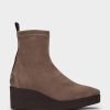 Shoe Pedro Miralles Ankle Boots | Wedge Ankle Boots With Platform In Brown Elastic Vegan Leather Ante St Taupe