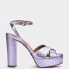 Shoe Pedro Miralles Heeled Sandals | Metallic Leather Platform Heeled Sandals Napa Metal Lila