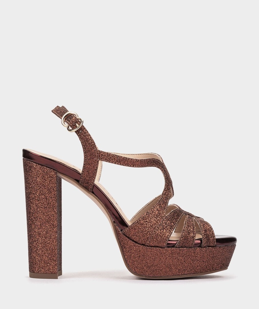 Shoe Pedro Miralles Heeled Sandals | Glitter Heeled Sandals Bright Super Bronce