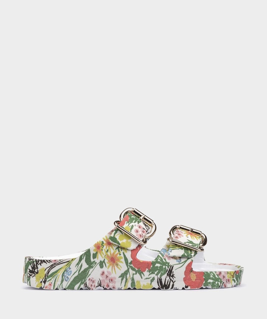 Shoe Pedro Miralles Flat Sandals | Flat Sandals Adorned With Buckles Bio Flores