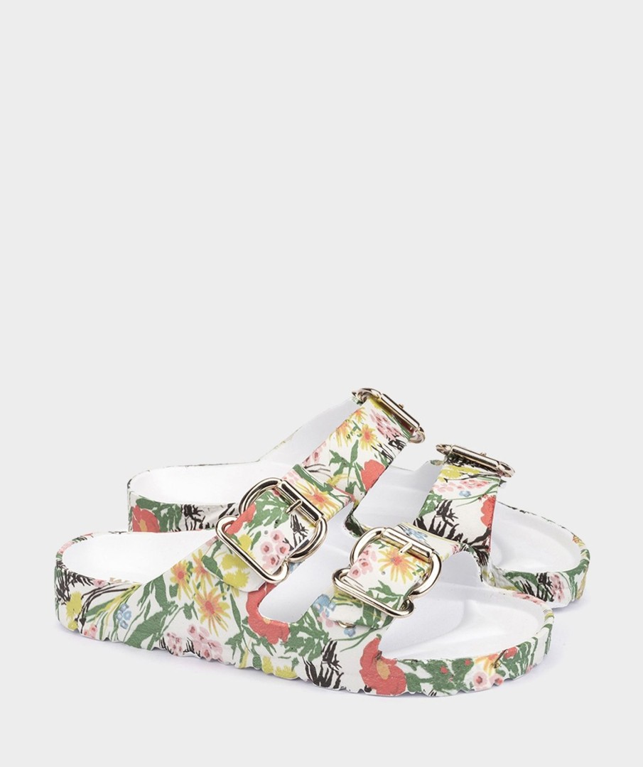 Shoe Pedro Miralles Flat Sandals | Flat Sandals Adorned With Buckles Bio Flores