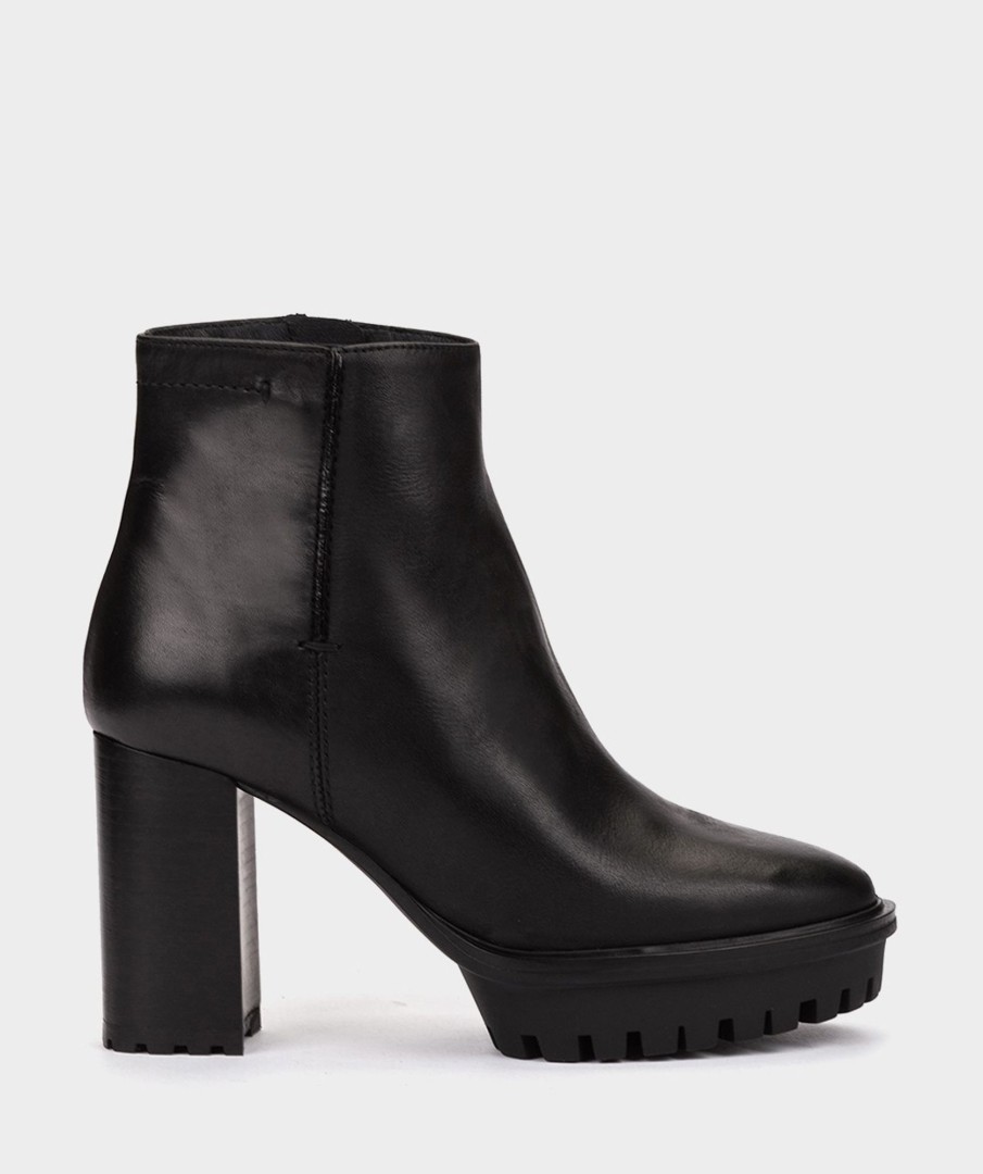 Shoe Pedro Miralles Ankle Boots | Heeled Ankle Boots Made Of Black Leather Seta Negro