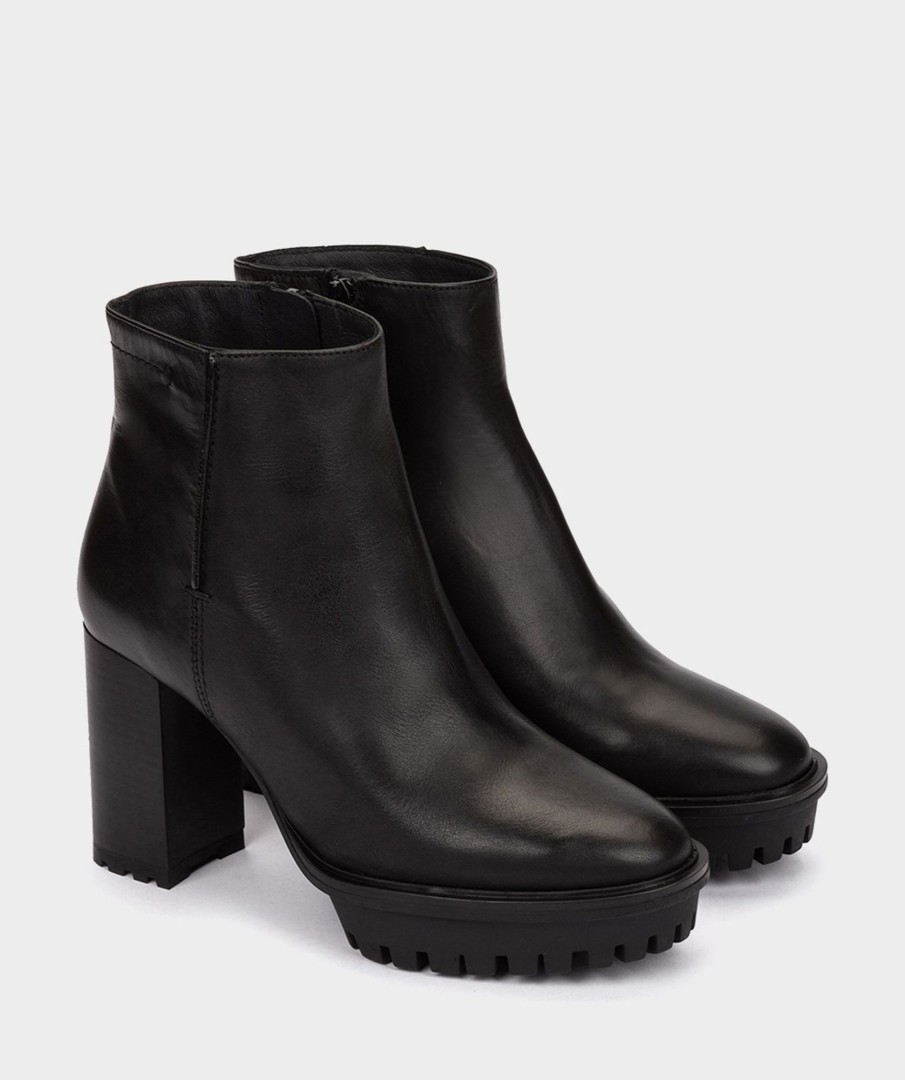 Shoe Pedro Miralles Ankle Boots | Heeled Ankle Boots Made Of Black Leather Seta Negro