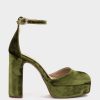 Shoe Pedro Miralles Pumps | Heeled Sandals With Platform Made Of Velvet In Green Colour Velvet Musgo