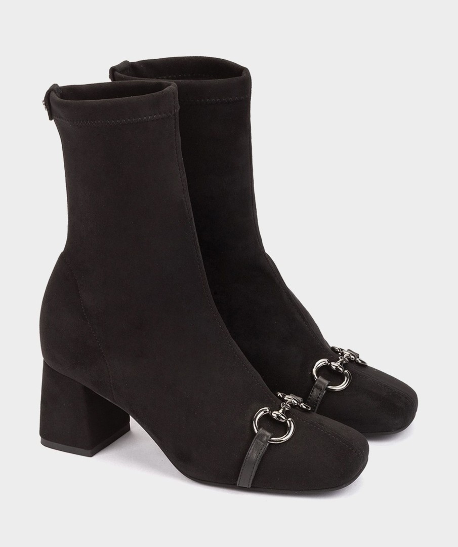 Shoe Pedro Miralles Ankle Boots | Elastic Fabric Heeled Ankle Boots. Ante Strech Negro