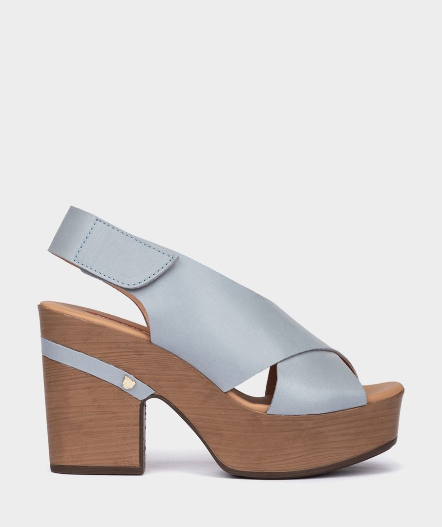 Shoe Pedro Miralles Heeled Sandals | Skin Wedges Vitello Sky