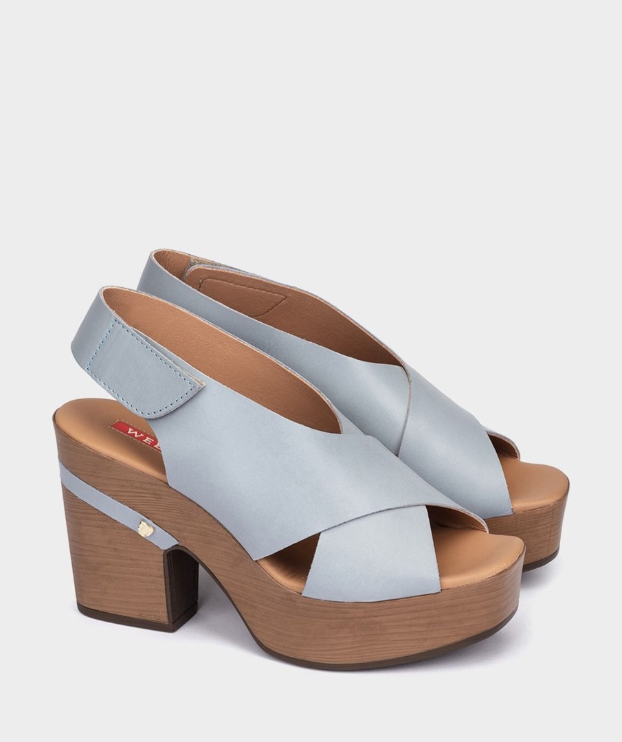 Shoe Pedro Miralles Heeled Sandals | Skin Wedges Vitello Sky