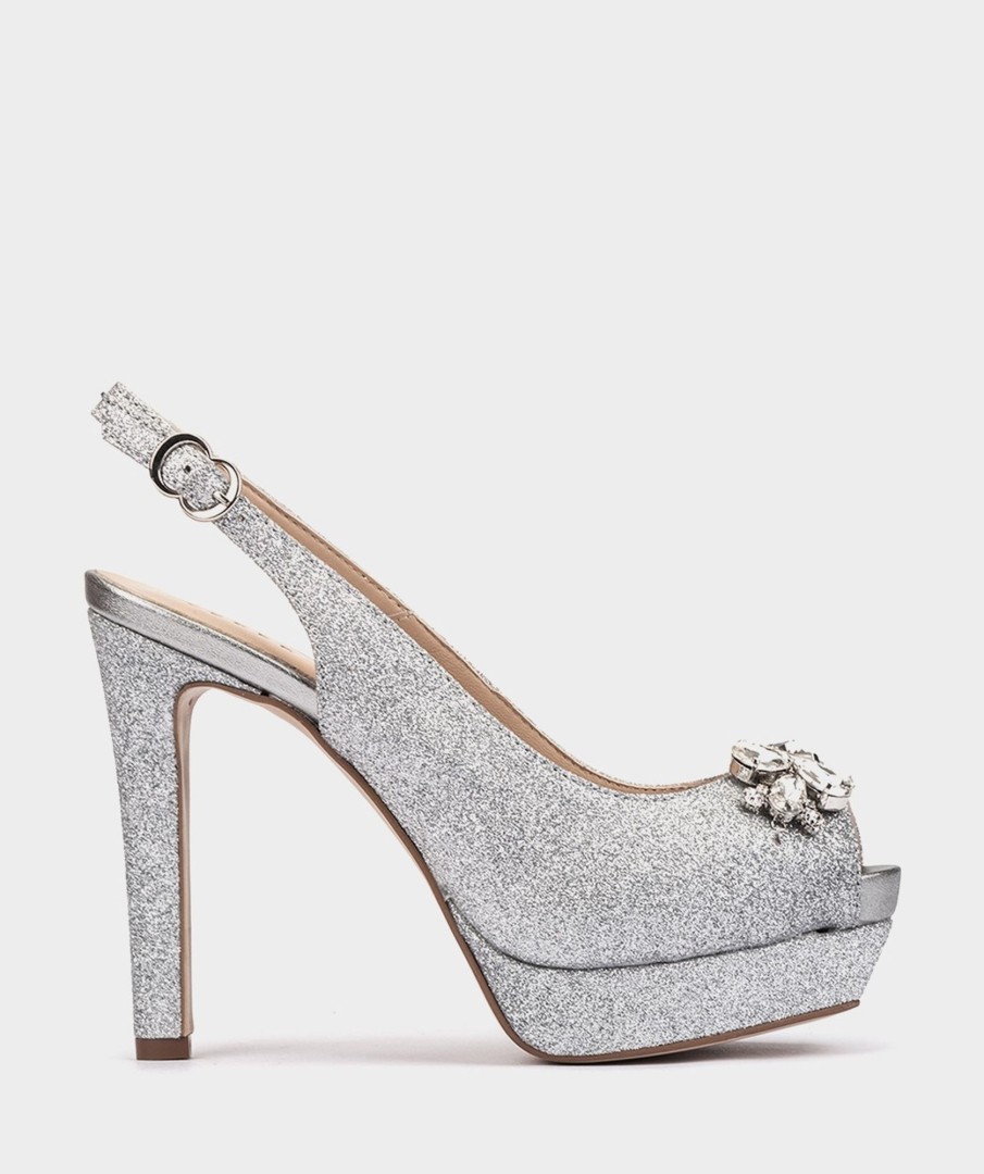 Shoe Pedro Miralles Heeled Sandals | Glitter Heeled Sandals Bright Super Acero