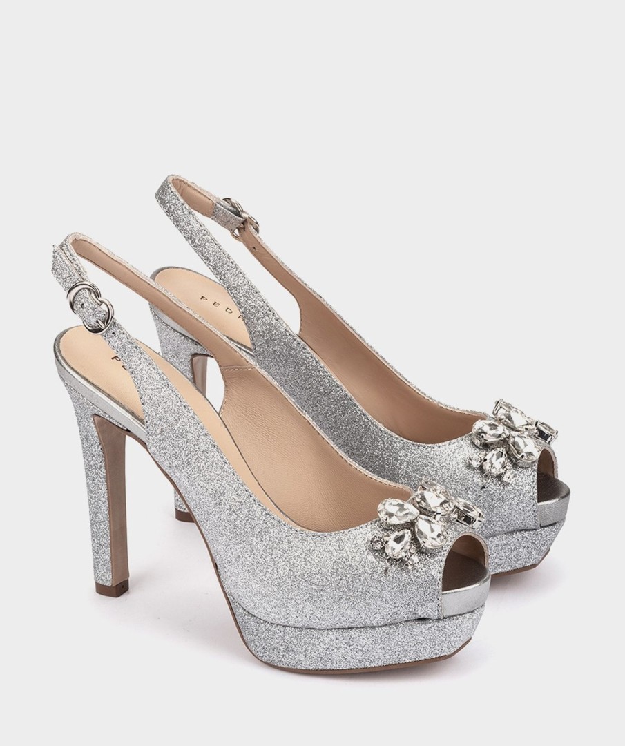 Shoe Pedro Miralles Heeled Sandals | Glitter Heeled Sandals Bright Super Acero