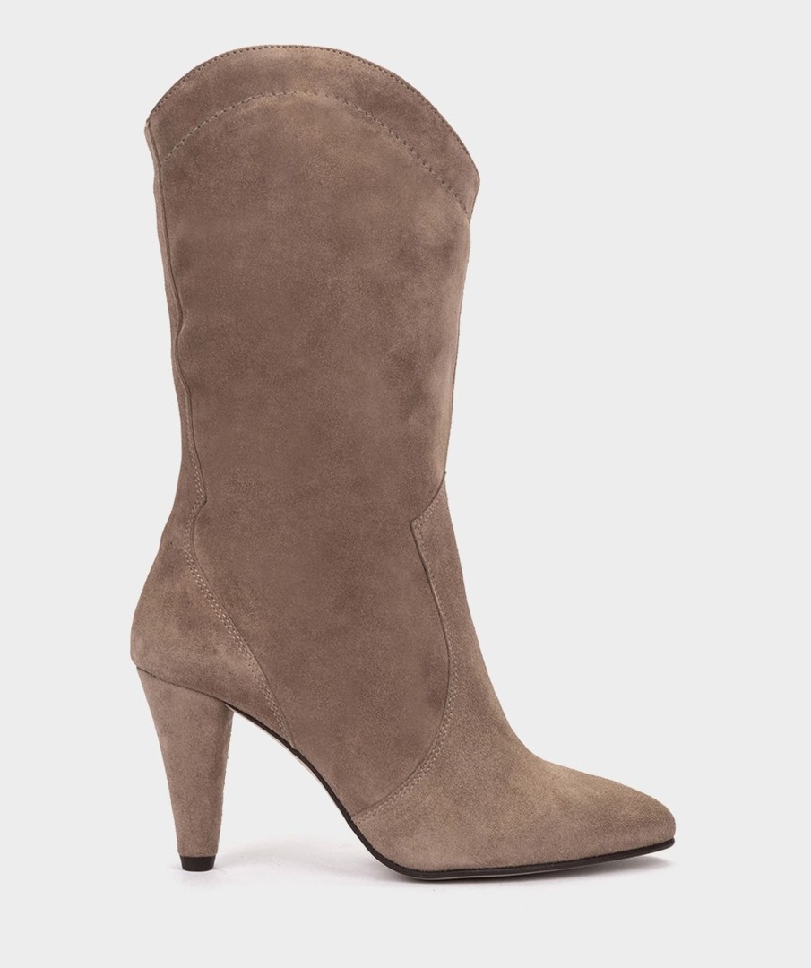 Shoe Pedro Miralles Boots | High Heeled Boots Made Of Brown Suede Leather Velour Bark