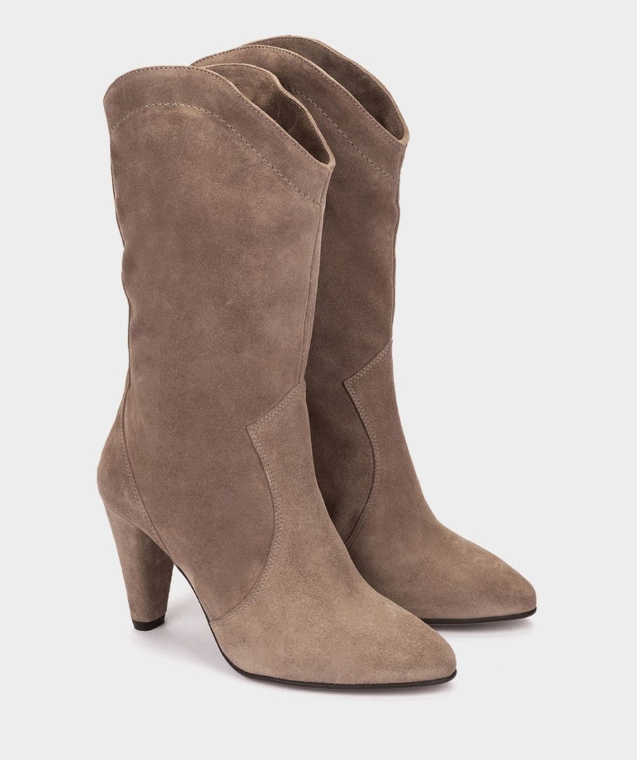 Shoe Pedro Miralles Boots | High Heeled Boots Made Of Brown Suede Leather Velour Bark