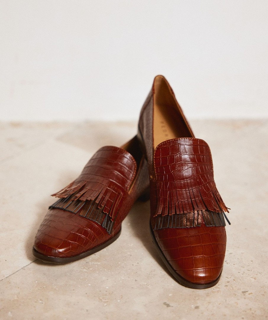 Shoe Pedro Miralles Loafers | Leather Moccasins With Animal Print In Brown Colour Coco Whisky