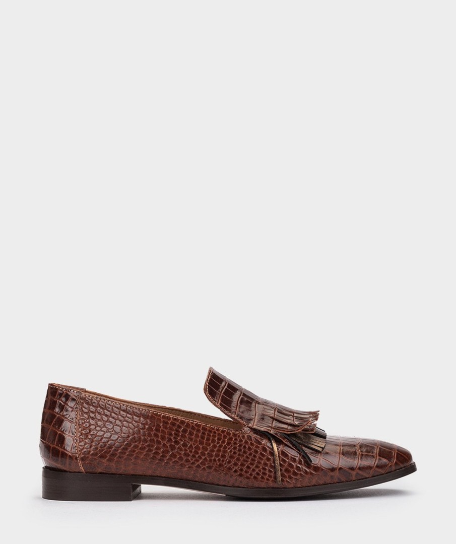 Shoe Pedro Miralles Loafers | Leather Moccasins With Animal Print In Brown Colour Coco Whisky