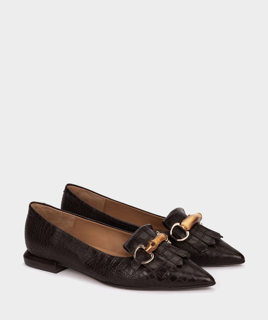 Shoe Pedro Miralles Flat Shoes | Ballerina Pumps Made Of Leather With Animal Print In Brown Colour Coco Cacao