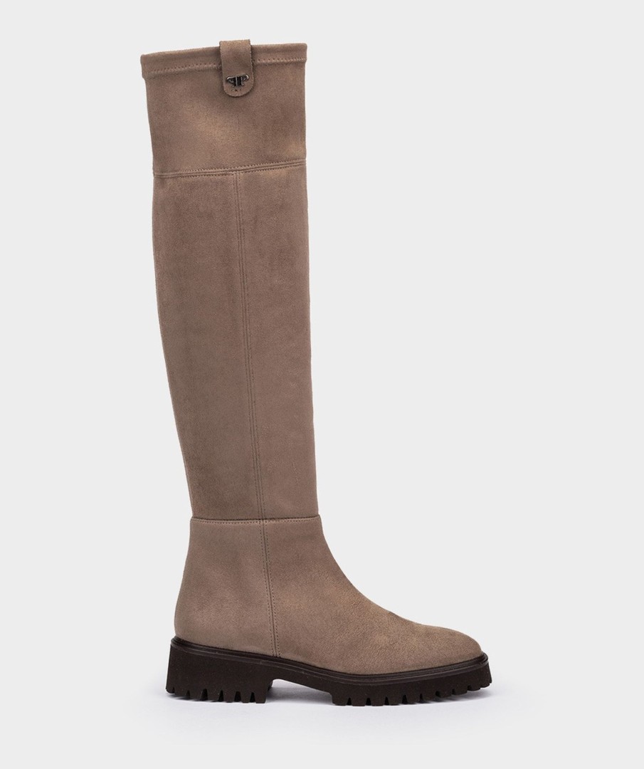 Shoe Pedro Miralles Boots | Elastic Fabric High Boots. Ante Strech Taupe