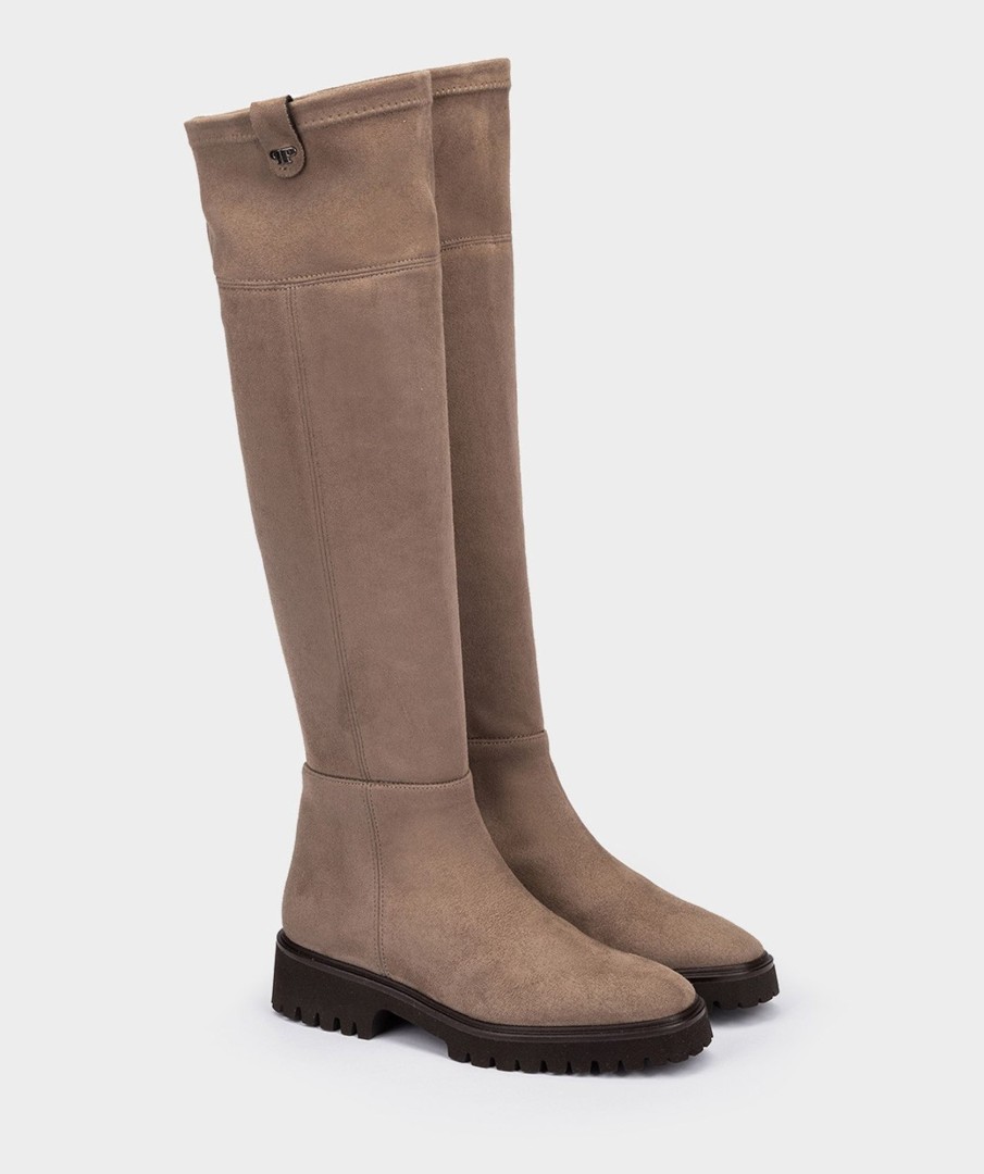 Shoe Pedro Miralles Boots | Elastic Fabric High Boots. Ante Strech Taupe