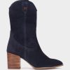 Shoe Pedro Miralles Boots | Mid-Calf Boots Made Of Split Leather In Navy Blue Colour Velour Navy