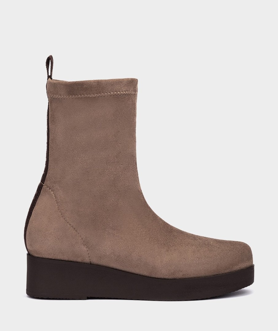 Shoe Pedro Miralles Ankle Boots | Elastic Fabric Heeled Ankle Boots. Ante Strech Taupe