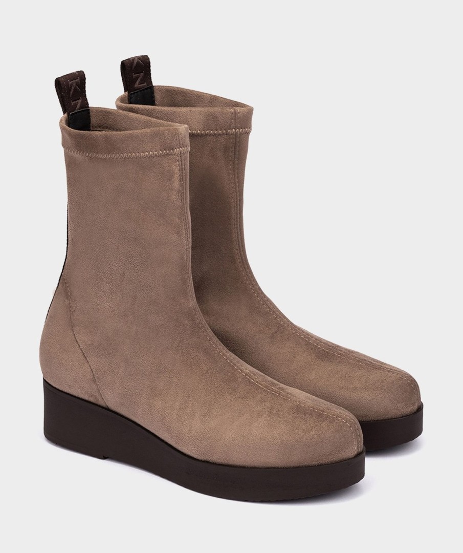 Shoe Pedro Miralles Ankle Boots | Elastic Fabric Heeled Ankle Boots. Ante Strech Taupe