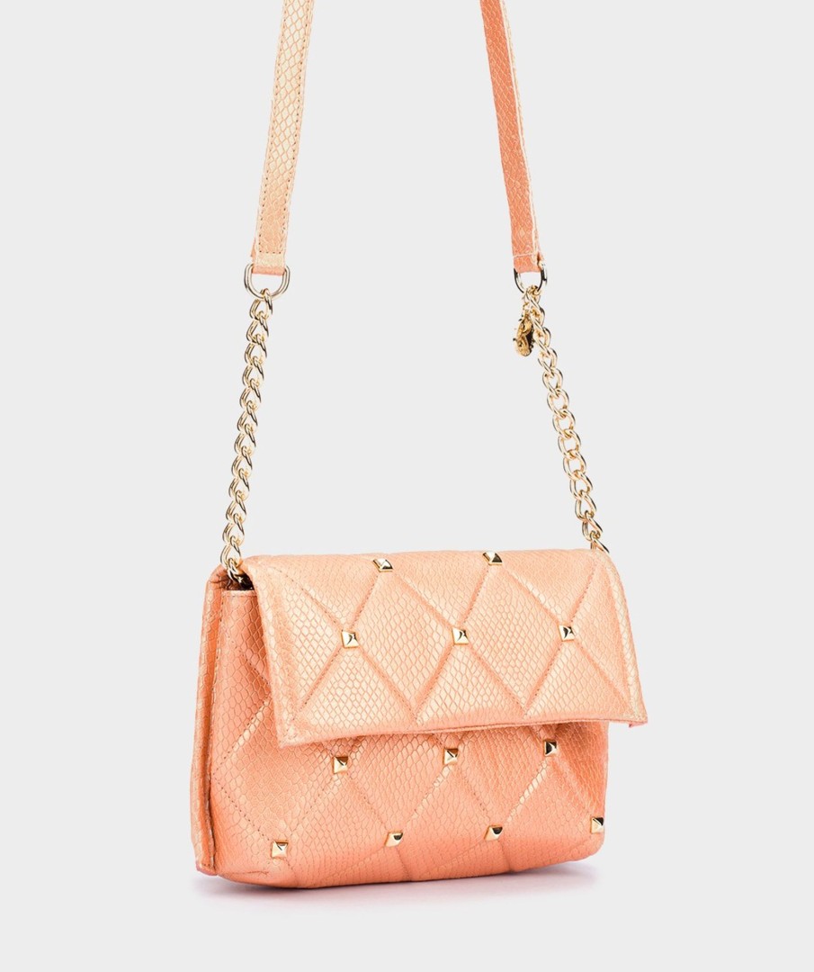 Accessories Pedro Miralles Evening Bags | Shoulder Bag With Chain Caiman Apricot