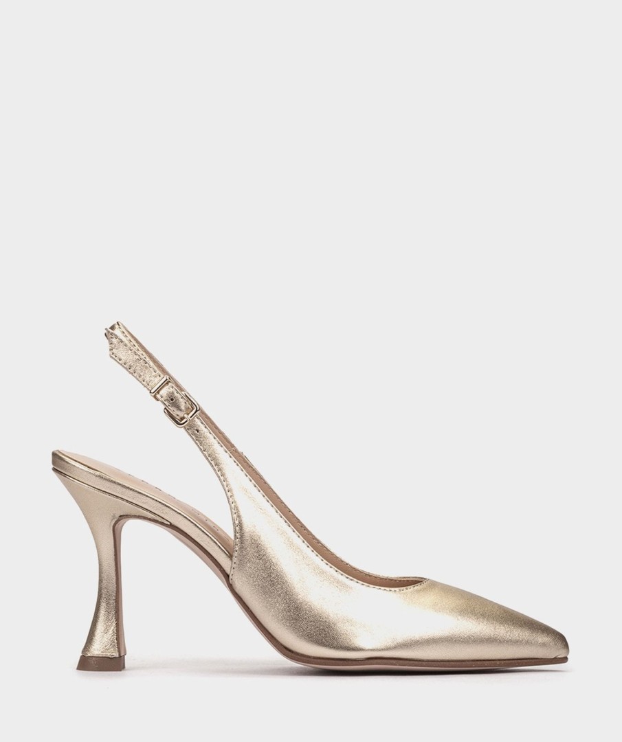 Shoe Pedro Miralles Pumps | Metallic Leather Pumps With Heel Made In Metallised Leather Napa Metal Platino