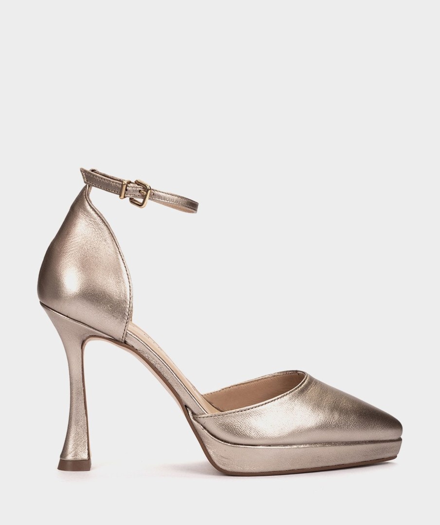 Shoe Pedro Miralles Pumps | Platform Heels Made Of Metallised Leather Napa Metal Humo