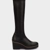 Shoe Pedro Miralles Boots | Stretch Vegan Leather Knee High Boots In Black Onix Negro