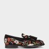 Shoe Pedro Miralles Loafers | Black Embroidered Fabric Moccasins Amalfi Negro