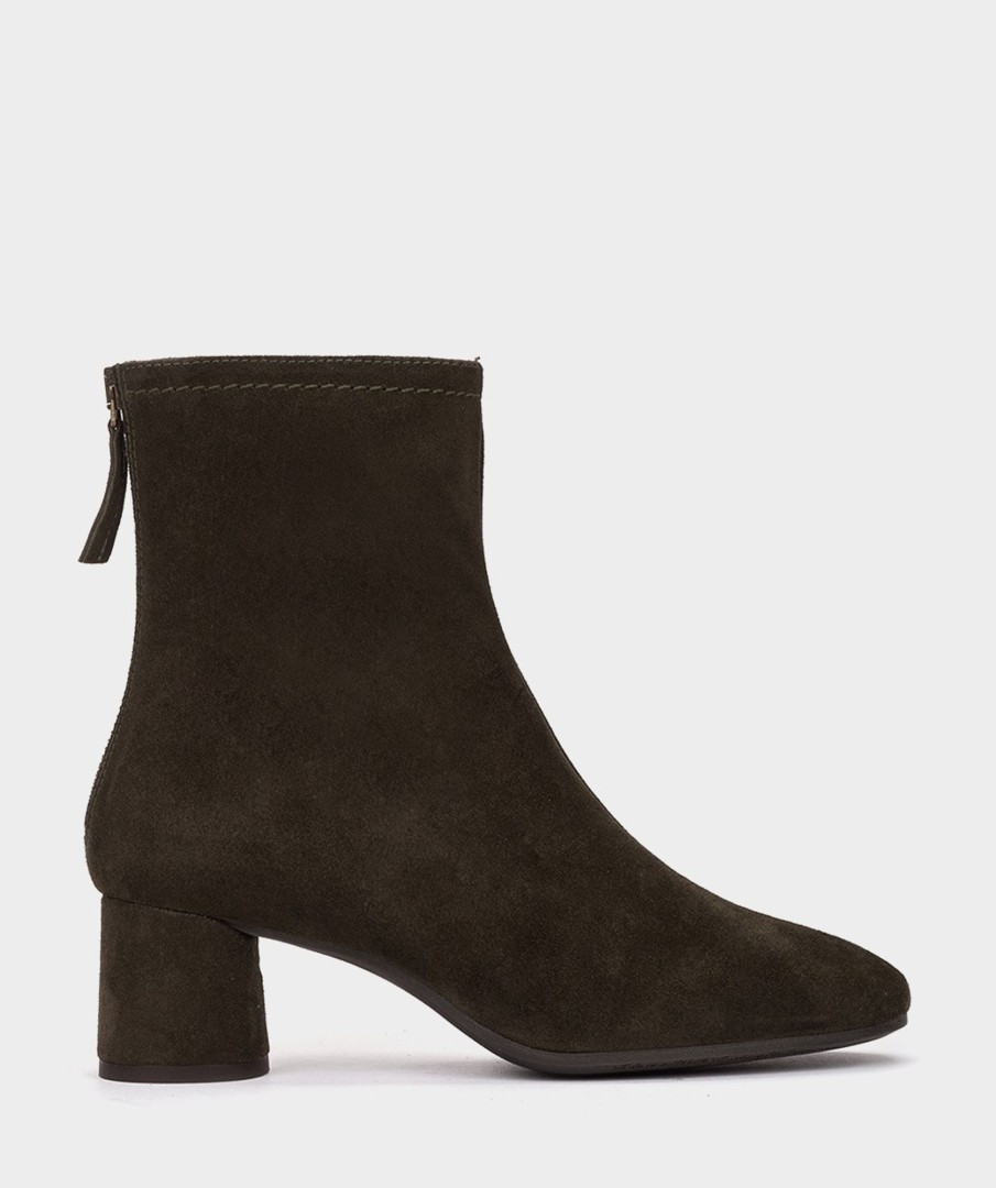 Shoe Pedro Miralles Ankle Boots | Split Leather Ankle Boots In Dark Green Colour Velour Thime