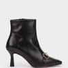 Shoe Pedro Miralles Ankle Boots | Leather Ankle Boots With Heel And Embellishment Seta Negro