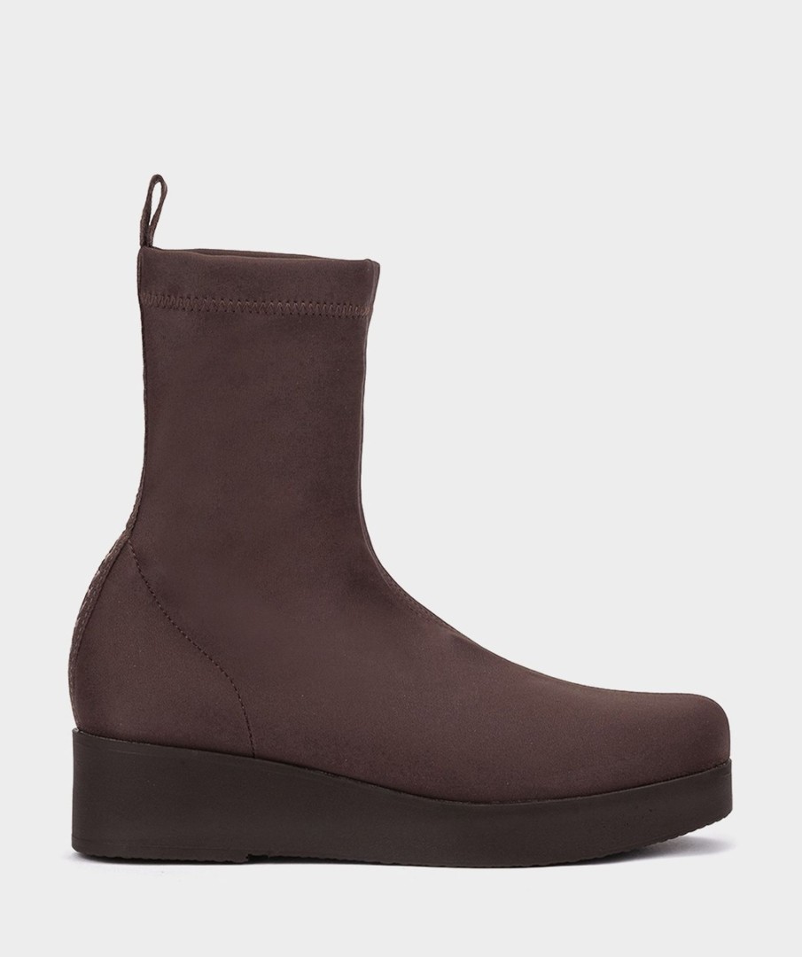 Shoe Pedro Miralles Ankle Boots | Elastic Fabric Heeled Ankle Boots. Amstel Marron Oscuro