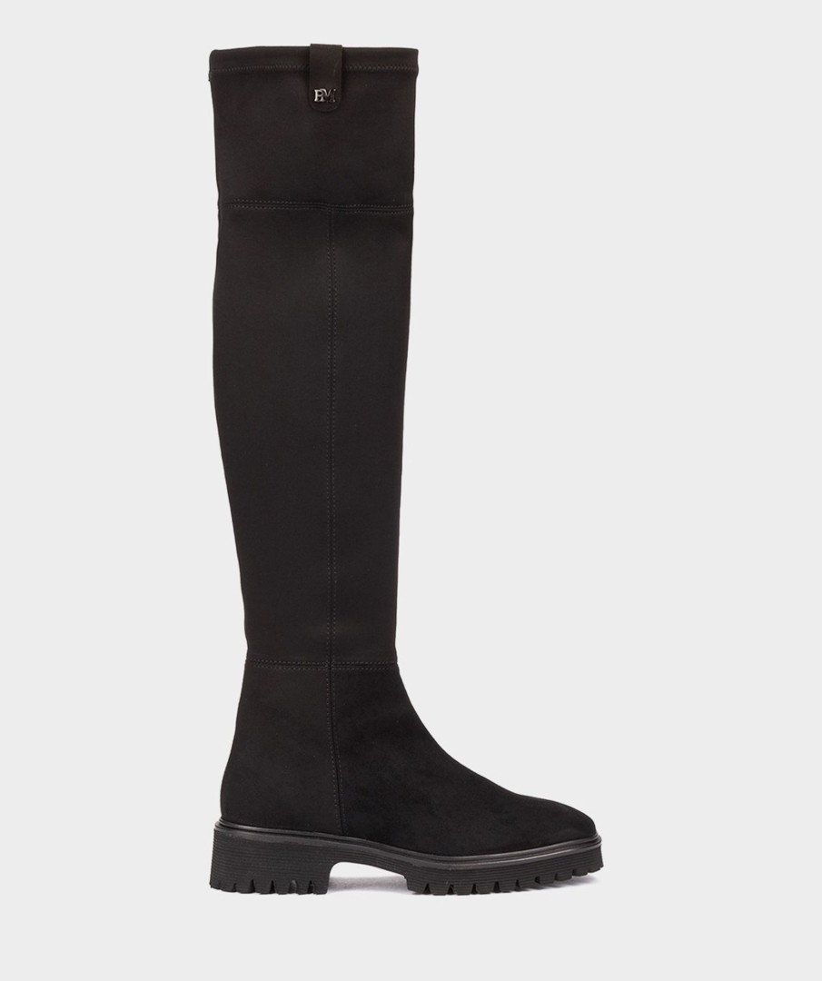 Shoe Pedro Miralles Boots | High-Top Boots Made Of Black Elasticated Fabric Ante Strech Negro