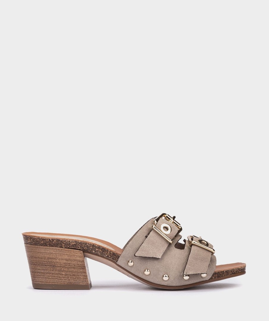 Shoe Pedro Miralles Clogs | Leather Sandals Tormenta Pebble