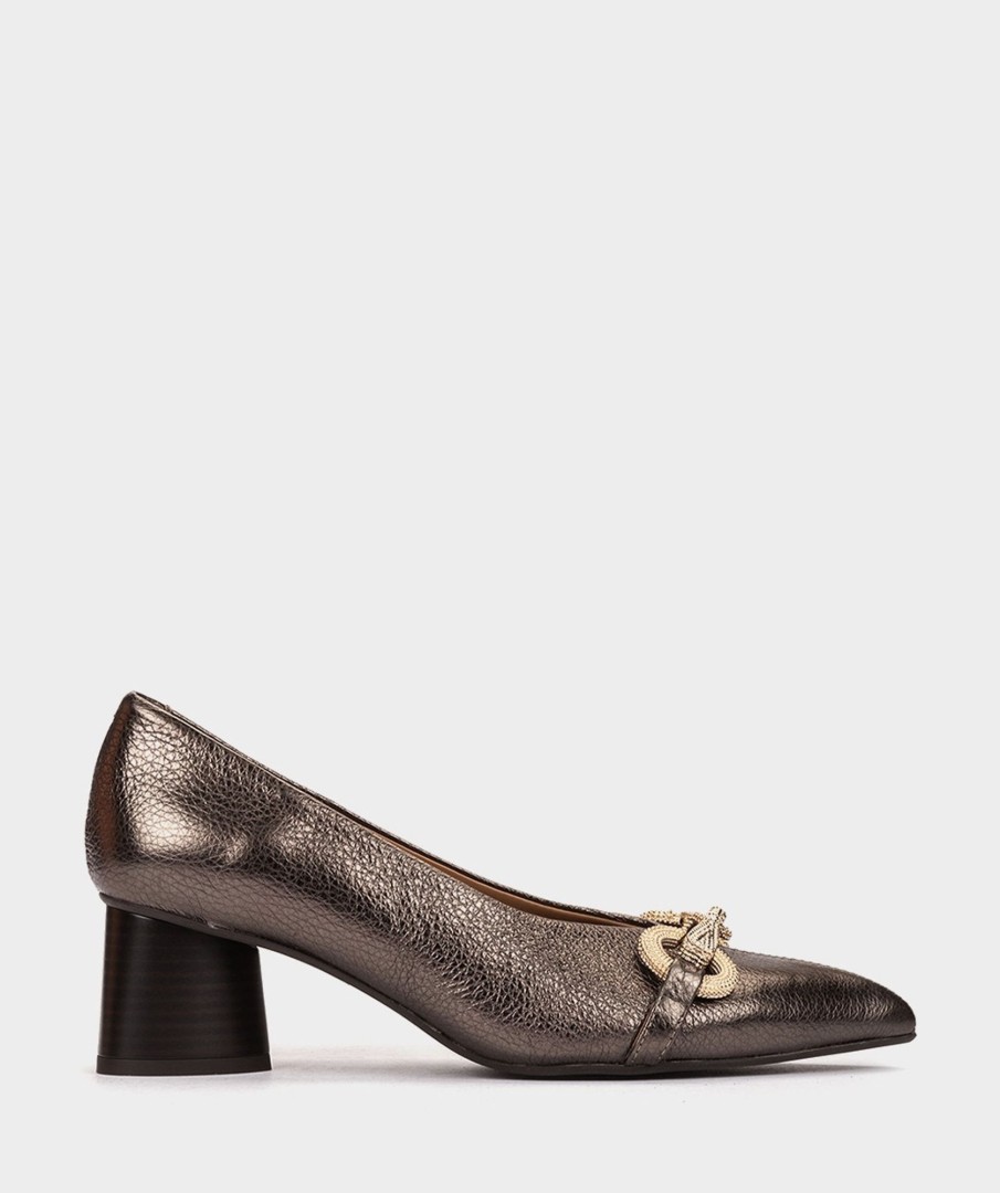 Shoe Pedro Miralles Pumps | Bronze Coloured Metallic Leather Pumps With Pointed Toes Nucleo Metal Bronzo