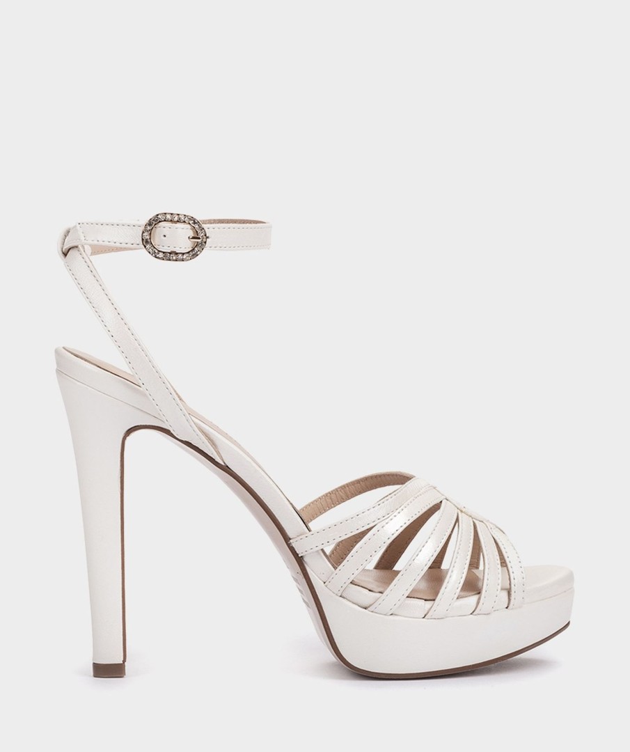 Shoe Pedro Miralles Heeled Sandals | Leather Platform Heeled Sandals Nacarado Perla