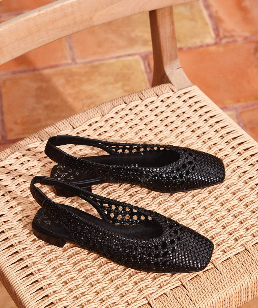 Shoe Pedro Miralles Ballet Flats | Braided Leather Ballet Flats Trenza Negro