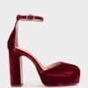 Shoe Pedro Miralles Pumps | Platform Heeled Sandals Made Of Burgundy Velvet Velvet Guinda