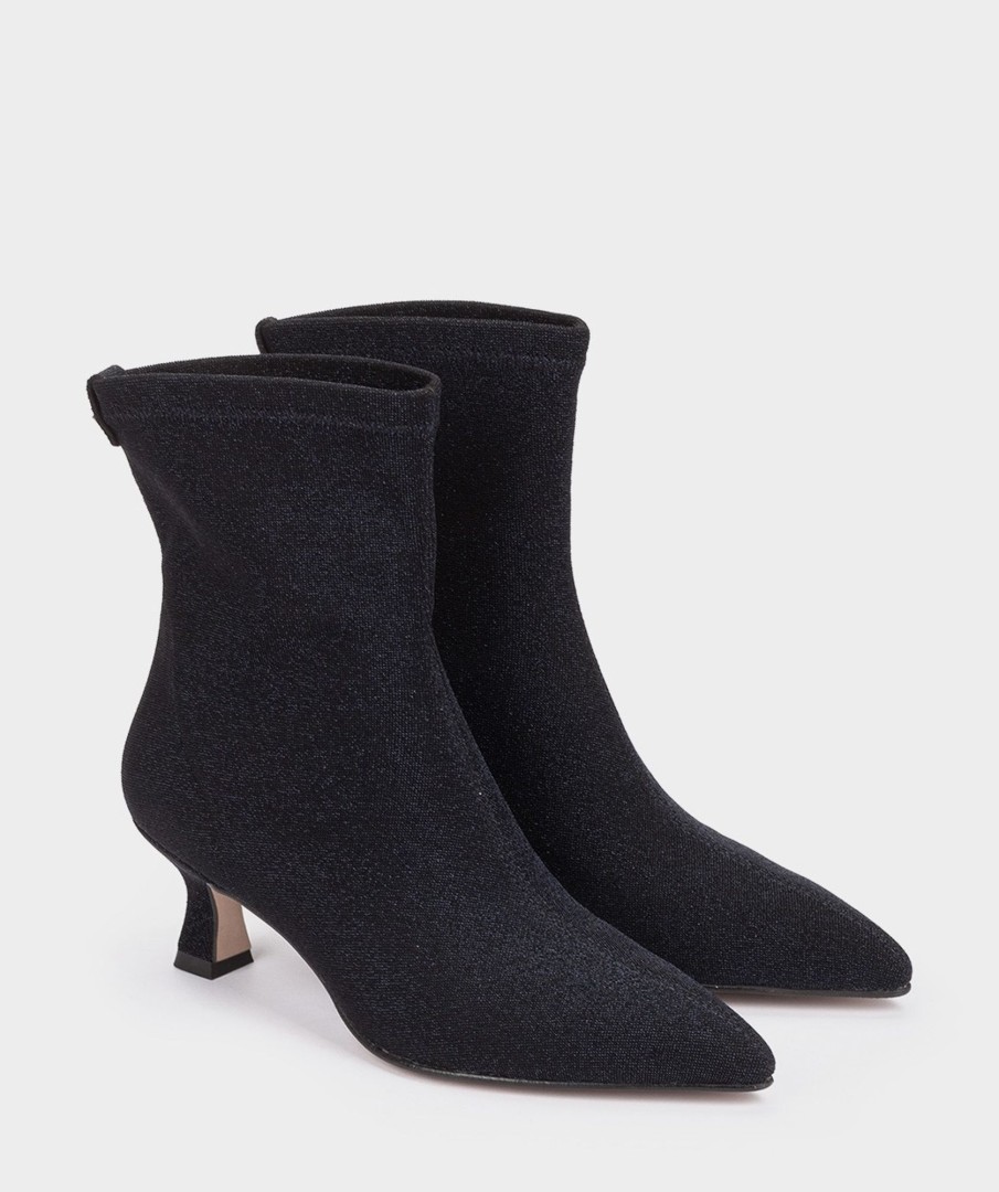 Shoe Pedro Miralles Ankle Boots | Shiny Fabric Ankle Boots With Heel Bright Marino