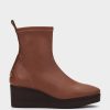 Shoe Pedro Miralles Ankle Boots | Wedge Ankle Boots With Platform In Brown Elastic Vegan Leather Onix Cuero