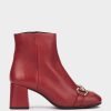 Shoe Pedro Miralles Ankle Boots | Leather Ankle Boots In Red Seta Bally