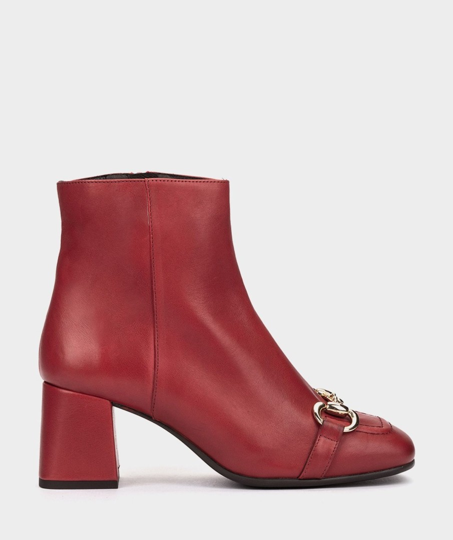 Shoe Pedro Miralles Ankle Boots | Leather Ankle Boots In Red Seta Bally