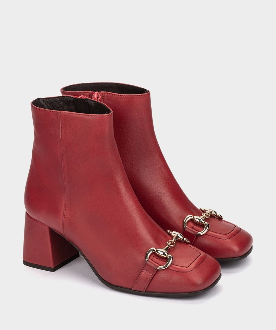 Shoe Pedro Miralles Ankle Boots | Leather Ankle Boots In Red Seta Bally