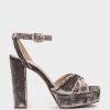 Shoe Pedro Miralles Heeled Sandals | Velvet Platform Heeled Sandals Velvet Vison