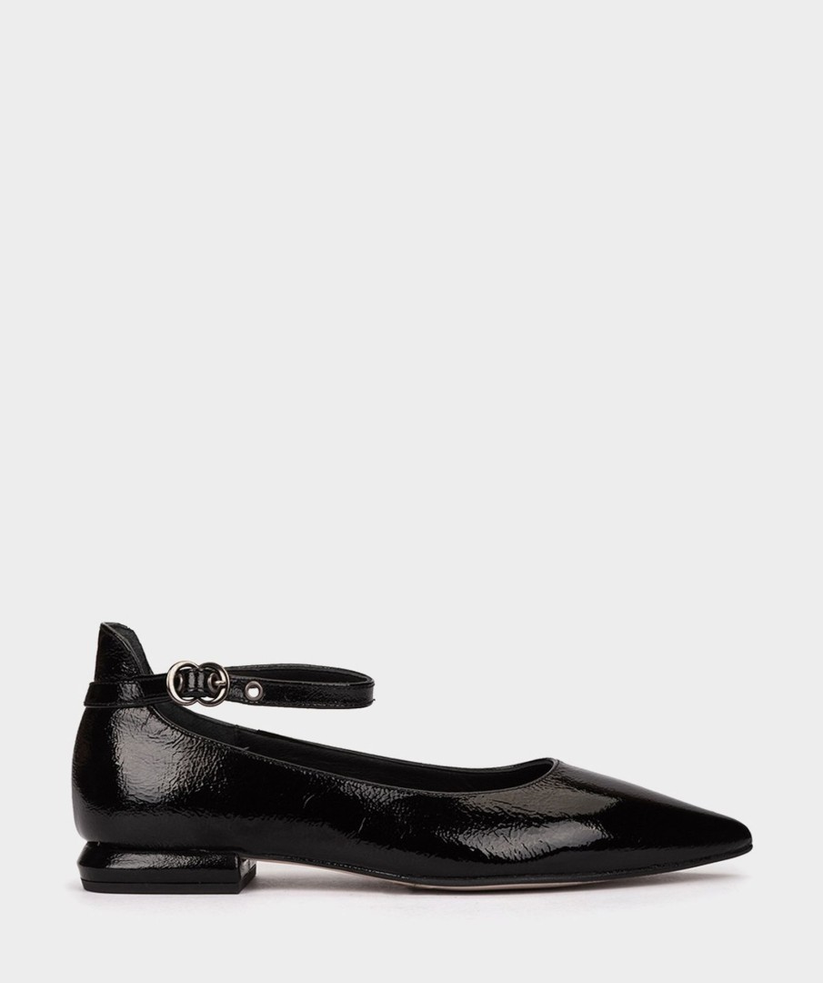 Shoe Pedro Miralles Ballet Flats | Patent Leather Ballerinas In Black Reflex Negro