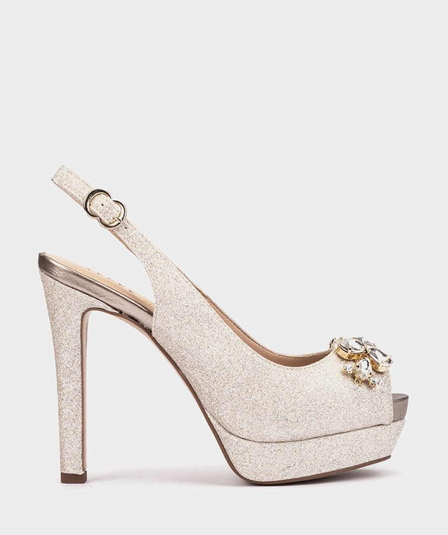 Shoe Pedro Miralles Heeled Sandals | Glitter Heeled Sandals Bright Super Champagne