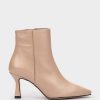 Shoe Pedro Miralles Ankle Boots | Heeled Ankle Boots With A Pointy Toe, Made Of Beige Leather Seta Arena